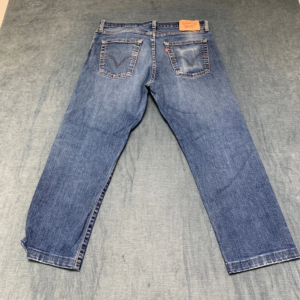 Vintage Levi's 521 Jeans Mens 38x30 Blue Denim Stretch Medium Wash Straight Leg